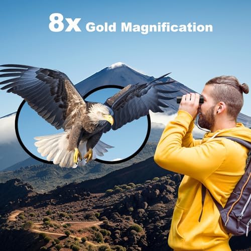 USCAMEL Binoculars for Adults and Kids 8×21 High Powered Compact Binoculars BAK4 Prism Easy Focus - for Bird Watching, Outdoor Use, Hunting, Travel (Black)