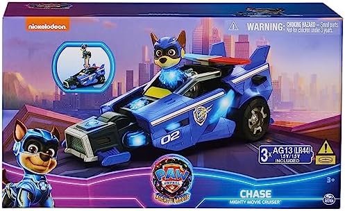 Paw Patrol: The Mighty Movie, Toy Car with Chase Mighty Pups Action Figure, Lights and Sounds, Kids Toys for Boys & Girls 3+