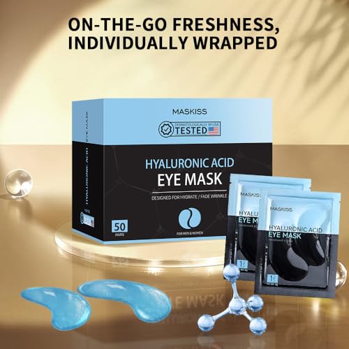 Under Eye Patches (50 Pairs), Hyaluronic Acid Eye Masks for Dark Circles Puffy Eyes Undereye Bags, Collagen Eye Patches for Wrinkles and Hydrate, Skin Care Gift for Her