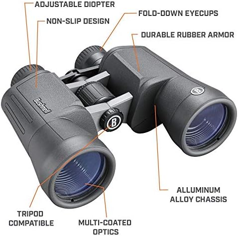Bushnell PowerView 2 Binoculars, High-Definition Binoculars with Multi-Coated Lenses, Durable Aluminum Alloy Chassis, Wide Field of View, Ideal for Wildlife Observation, Hiking and Sporting Events