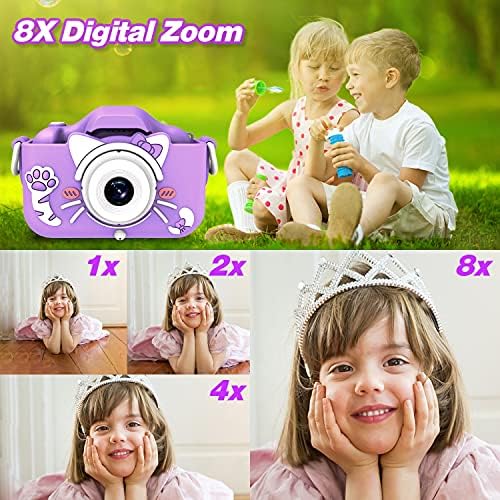Goopow Kids Camera Toys for 3-8 Year Old Girls Boys,Children Digital Video Camcorder Camera with Cartoon Soft Cover, Best Chritmas Birthday Festival Gift for Kids - 32G SD Card Included