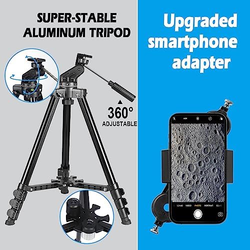 Telescope for Adults High Powered, 80mm Aperture 600mm Telescopes for Adults Astronomy, Travel Telescopio for Beginners with AZ Mount, Backpack, Phone Adapter, Moon Filter