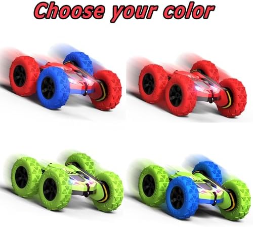 Threeking RC Stunt Car Remote Control Cars with Lights Double-Sided Driving Indoor Outdoor Toys Gifts Presents for 6 7 8 9 10 11 12 Year Old Kids Boys Girls