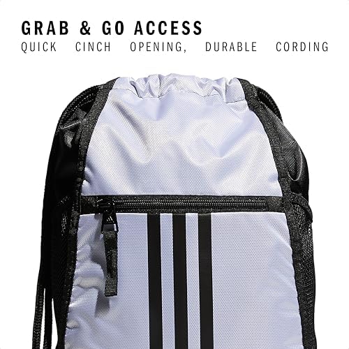 adidas Alliance Sackpack, Drawstring Backpack, Lightweight Small Gym Bag for Women and Men, White/Black/Black, One Size
