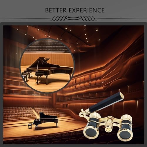 BLACKICE Opera Glasses, Opera Binoculars, 3X25 Theater Binoculars Compact with Adjustable Handle for Adults Kids Women in Concert Theater Opera (Black with Handle)