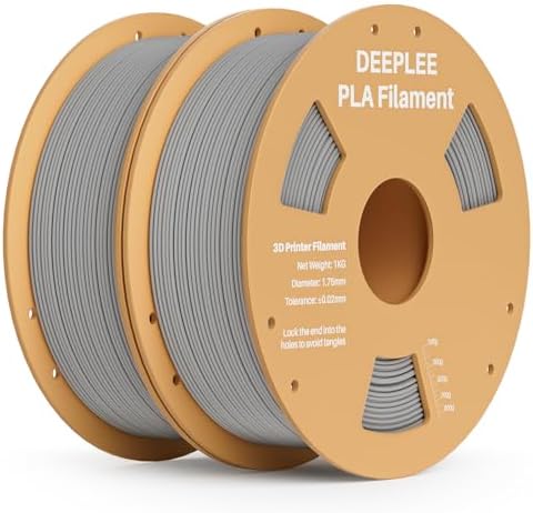 DEEPLEE PLA 1.75mm 3D Printer Filament, Dimensional Accuracy +/- 0.02mm, Neatly Wound, No Clogging, Vacuum Package, Fits for Most FDM 3D Printers, Cardboard Spool 2kg Grey