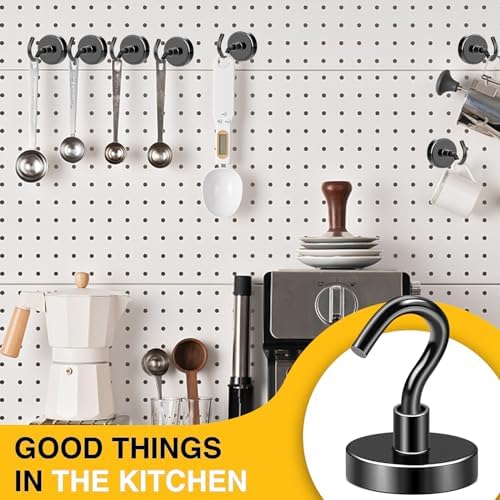 DIYMAG Black Magnetic Hooks, 118 LB Heavy Duty Strong Magnet with Hooks, Strong Rare Earth Neodymium Magnet Hooks for Hanging, Magnetic Hanger for Curtain, Home, Kitchen, Workplace, 20 Packs