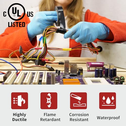 Electrical Tape, 72 Rolls General Use PVC Electric Tape, UL/CSA Listed 1/2 in x 20 ft Insulating Vinyl Tape for Electrical, Repairs, Automotive and Equipment, EE-100, Multi Colored