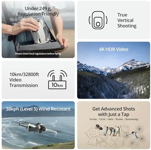 DJI Mini 3 Fly More Combo (DJI RC), Drones with Camera for Adults 4K, 3 Batteries for 114-min Flight Time, Vertical Shooting, 32800ft (10km) Video Transmission, Lightweight Mini Drone for Beginners