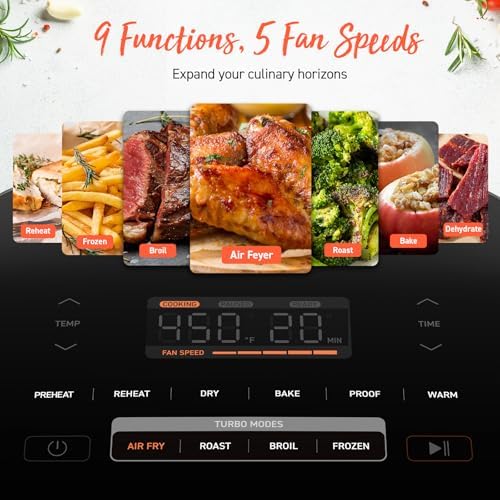 COSORI Air Fryer 9-in-1, Compact & Large 6-Qt, Fast Turbo Modes, 90–450°F Precise Heat for Even Results, Up to 95% Less Oil*, Roast, Bake, Dry, Reheat, Frozen, Broil, Proof, 120V, TurboBlaze, Ceramic