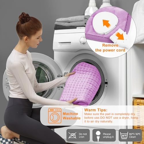Electric Heating Pads,Heating Pad for Back,Shoulder,Hot Pad for Neck and Arms,Abdomen,Moist Heated Pad for Legs and Knee,Auto Shut Off(Light Purple, 24''×12'')