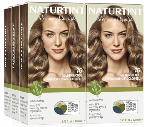 Naturtint 7G Golden Blonde Permanent Hair Color (Pack of 6), Ammonia Free, Vegan, Cruelty Free, up to 100% Gray Coverage, Long Lasting Results (Packaging may vary)