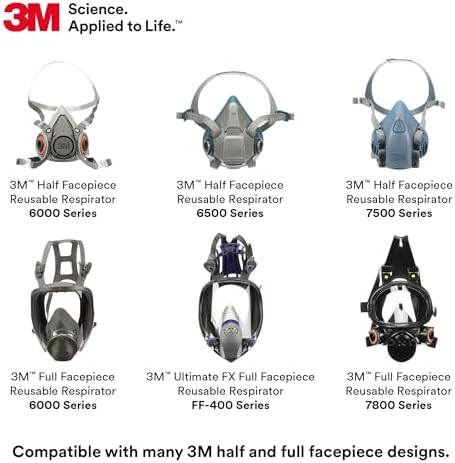3M P100 Respirator Cartridge/Filter 60923, 1 Pair, NIOSH Approved, Helps Protect Against Organic Vapors, Acid Gases, and Particulates, Magenta, Yellow