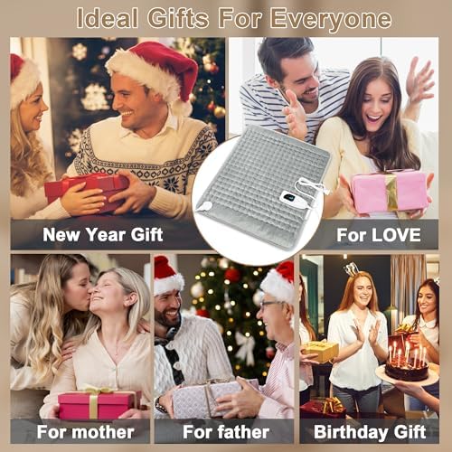 Heating Pad,Electric Heating Pads for Back,Neck,Abdomen,Moist Heated Pad for Shoulder,Knee,Hot Pad for Arms and Legs,Valentines Day Gifts-Auto Shut Off(Light Gray, 20''×24')