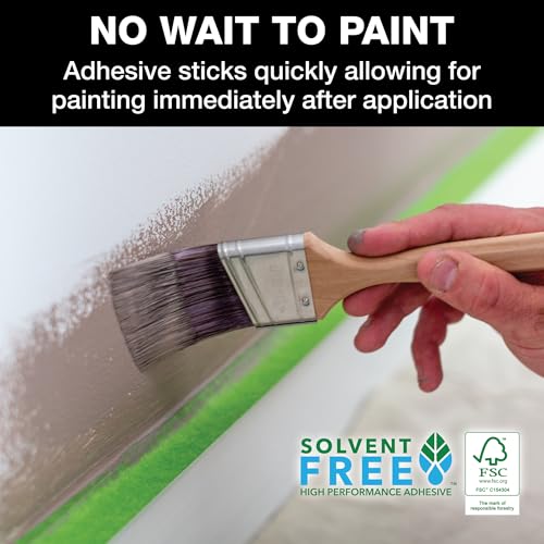 FrogTape Multi-Surface Painters Tape with PAINTBLOCK, 2 Inch Wide (1.88 In. x 60 Yds), Medium Adhesion, Green, 3 Rolls (240661)