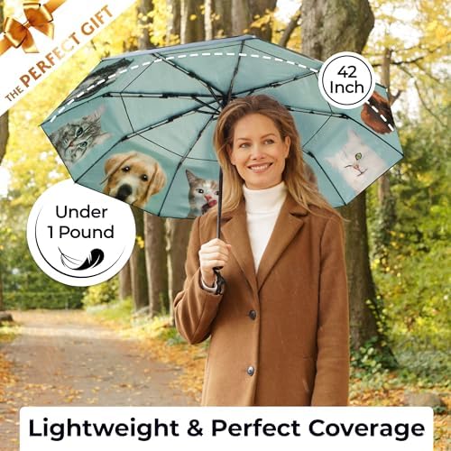 TUMELLA Strongest Windproof Travel Umbrella (Compact, Superior & Beautiful), Small Strong but Light Portable and Automatic Folding Rain Umbrella, Durable Premium Grip, Fits Car & Backpack