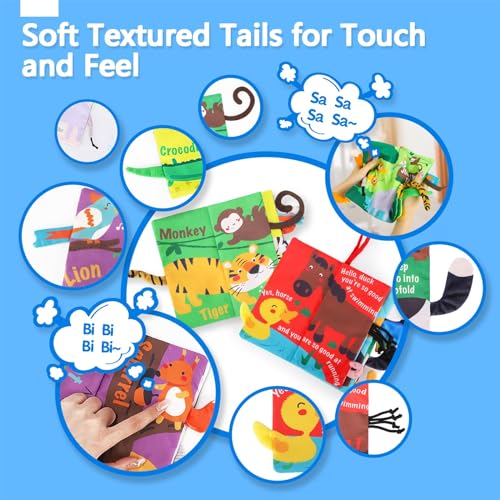 beiens Baby Books 0-6 Months, 2PCS Baby Toys 0-3-6-12-18 Months, Touch Feel Sensory Cloth Crinkle Soft Books, Tummy Time Toys, Infant Newborn Toys, Baby Boy Girl Shower Gifts Stroller Toys, MR1617.
