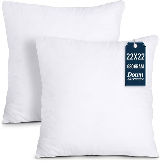 Utopia Bedding Throw Pillows Insert (Pack of 2, White) - 22 x 22 Inches Bed and Couch Pillows - Indoor Decorative Pillow