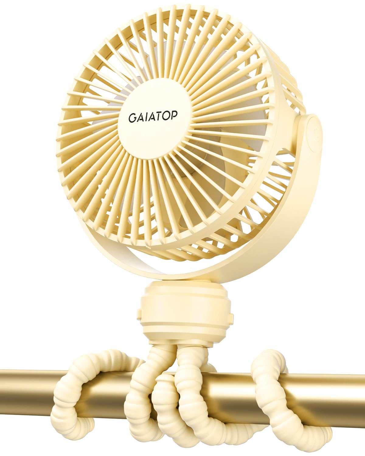 Gaiatop Mini Electric Fan with 5.5mm Gaps, Rechargeable, Detachable, 360 Rotate, 3 Speed, Yellow