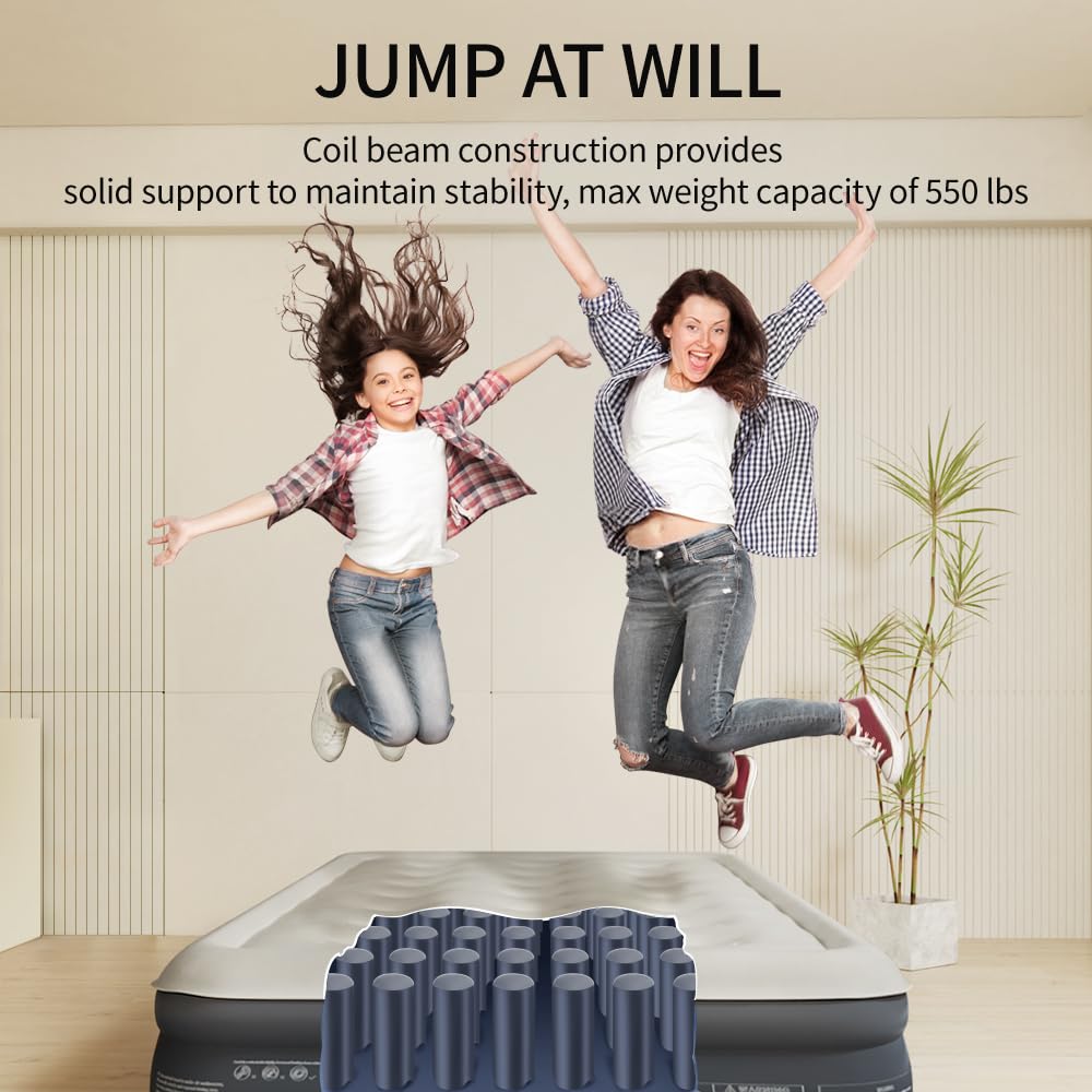 SENNOUL Air Mattress with Built in Pump - Upgraded Twin Blow Up Mattress, 2 Mins Quick Self Inflatable with Double Air Chamber,16"/550lbs Max, Strong Support, for Camping,Home,Guests,Portable Travel
