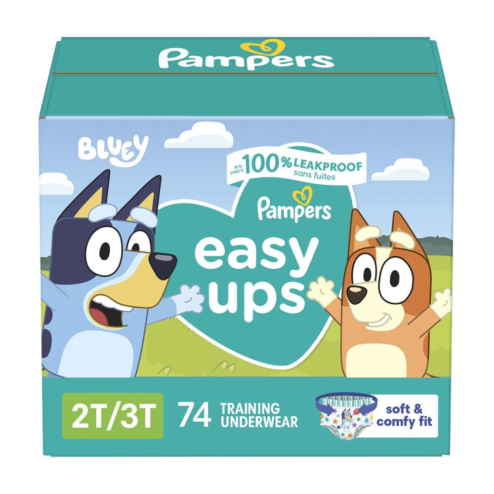 Pampers Training Pants - Easy Ups Boys & Girls Bluey - Size 2T-3T, 74 Count, Children's Potty Underwear (Packaging May Vary)