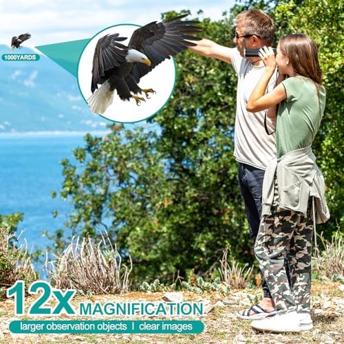 ZZSTAR 12x32 Binoculars for Adults, Large View, Portable High Powered Binoculars with Camera, FMC & BAK4 Prism Lens, 2" LCD Display 5MP 1080P Video Photo Recorder for Bird Watching Sport, Silver