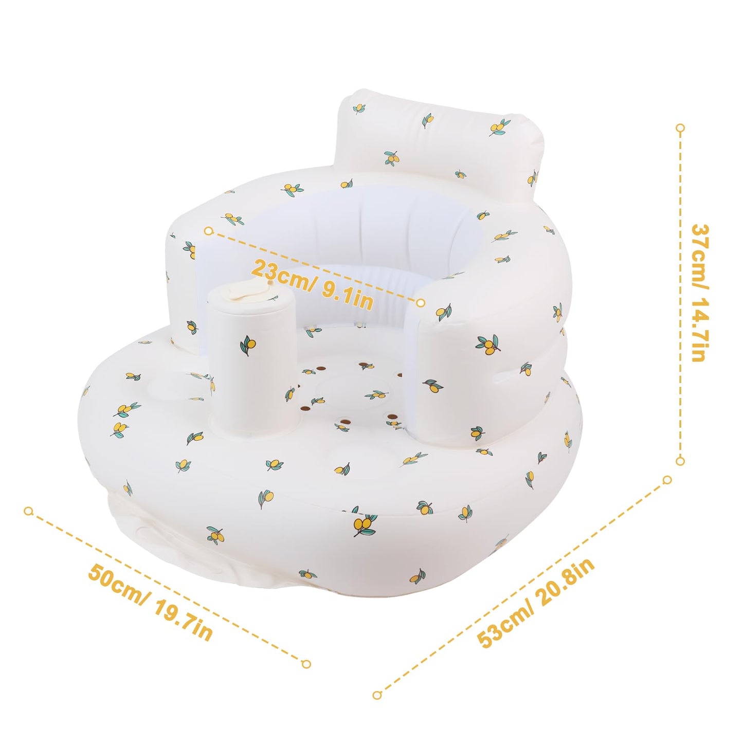 EKEPE Inflatable Baby Seat for Babies 3 Months & Up, Infant Floor Seats for Sitting Up, Baby Seats for Infants, Blow Up Baby Chair with Built in Air Pump - Olive Flower