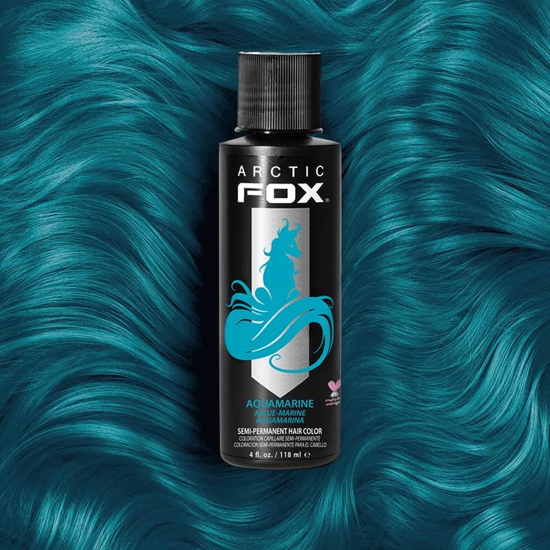 Arctic Fox Semi-Permanent Hair Dye, Vegan & Cruelty-Free, Conditioning, Ammonia-Free, Peroxide-Free, Aquamarine Blue, Vibrant Color for All Hair Types, 4 Fl Oz (Pack of 2)