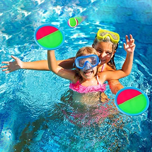 Ayeboovi Toss and Catch Paddle Ball Game Outdoor Beach Pool Sand Toys Outside Lawn Yard Games for 3 4 5 6 7 8 9 10 11 12 Year Olds Girls Boys Toys Birthday Gift (2 Paddles 2 Balls)
