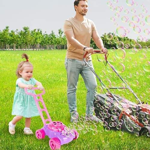 ArtCreativity Bubble Lawn Mower for Toddlers 1-3, Kids Bubble Machine for 1-Year-Old Girl Gifts, Summer Outdoor Push Gardening Toys for Kids Age 1 2 3+ Birthday Gifts for Preschool Girls