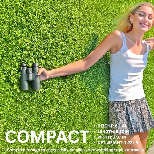 Hontry 8x42 Binoculars with IPX6 Waterproof Protection for Bird Watching, Hunting, Cruise Ship, Travel and Safari