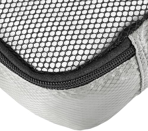 Amazon Basics Small Packing Cubes for Travel, Packing Organizers, 4-Piece-Set With Double Zipper Pulls and Mesh Top Panel, 100% Durable Polyester, Gray, 11"L x 6.8"W x 3"H