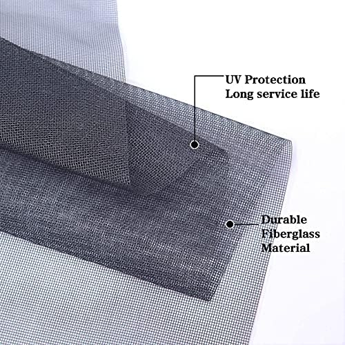 Windows Screen and Screen Door Repair Kit, 48"x118" Charcoal Fiberglass Mesh with Rolling Tool/Hook/Ruler/Cutter/Spline - Window Screen & Sliding Screen Door Replacement for Windows, TOOLTRIZ