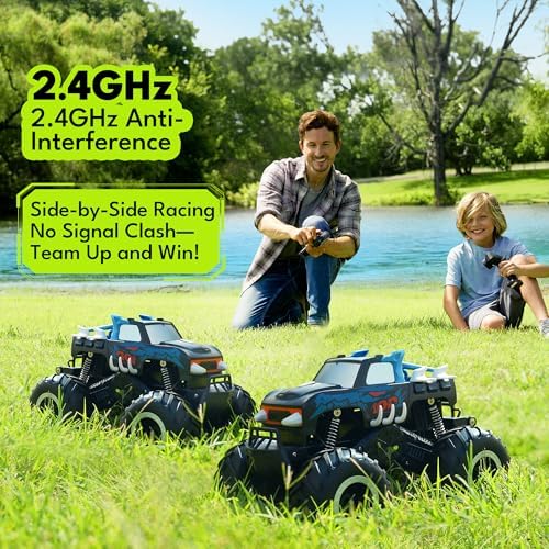 Threeking 1:16 Waterproof Monster Truck SUV Toys RC Cars Remote Control Car Truck Toys 4WD All Terrain Off-Road Car Toy Gifts Presents 6 7 8 9 10 11 12 Year Old Kids Boys Girls Toys