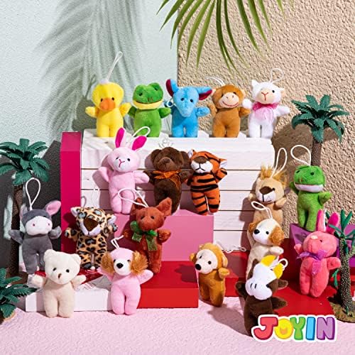 JOYIN 24 Pcs Mini Animal Plush Toys, 3” Stuffed Animal Bulk for Kids Birthday Party Favors, Presents, Pinata Fillers, Goodie Bag Fillers, School Prizes, Valentine's Day Party Supplies