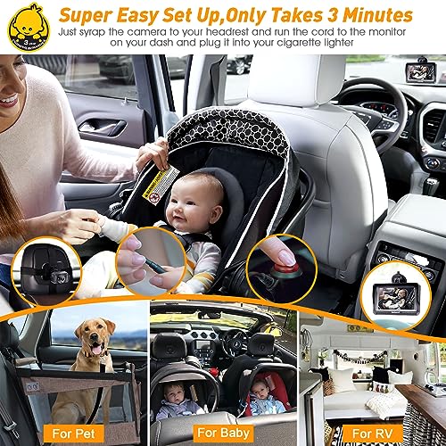 DoHonest Baby Car Camera HD 1080P - Rear-Facing Car Baby Monitor with Night Vision, Adjustable View Angle, Easy Setup, Anti-Glare Display, Safety for Kids & Infants