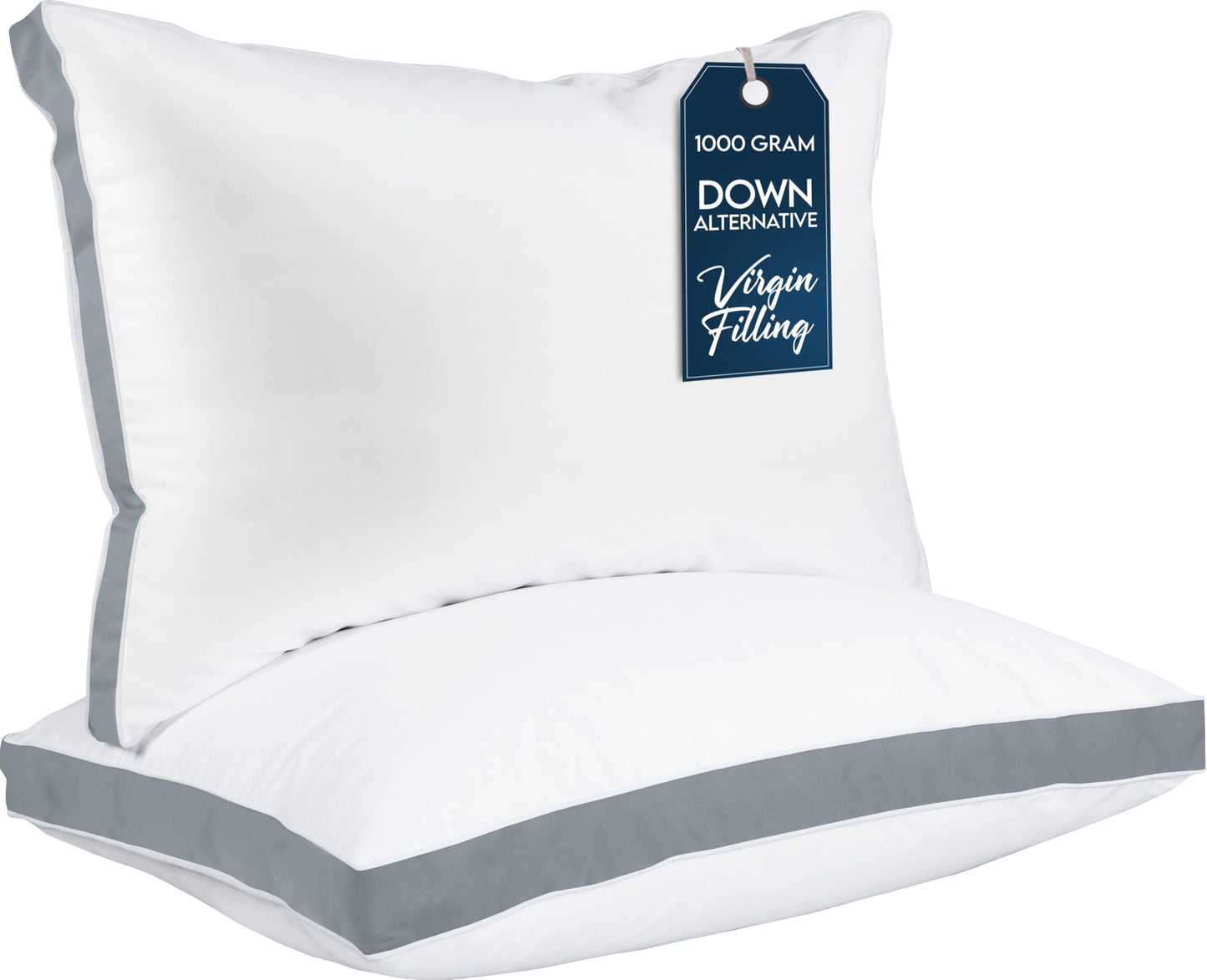 Utopia Bedding Bed Pillows for Sleeping Queen Size (Grey), Set of 2, Cooling Hotel Quality, Gusseted Pillow for Back, Stomach or Side Sleepers