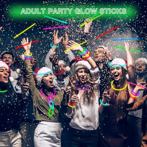 Ultra Bright Christmas Glow Sticks - 500PRO Party Pack with Connectors for Christmas, Neon Birthday and Holidays - Multicolor 8" Glow Sticks Necklaces Bulk