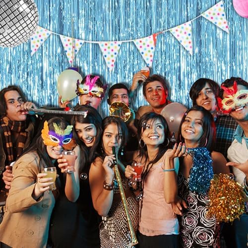 10 Pack Blue Backdrop Curtain Tinsel Streamers Ocean Themed Decor Birthday Party Decorations Foil Fringe Backdrop Graduation Baby Shower Bachelorette Winter Party Decorations Supplies