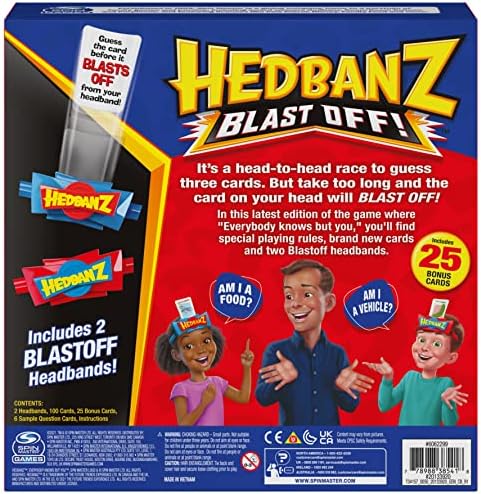 Spin Master Games Hedbanz Blast Off! Guessing Game with 25 Bonus Cards, Family Game Night for Kids and Families Ages 6 and up (Amazon Exclusive)