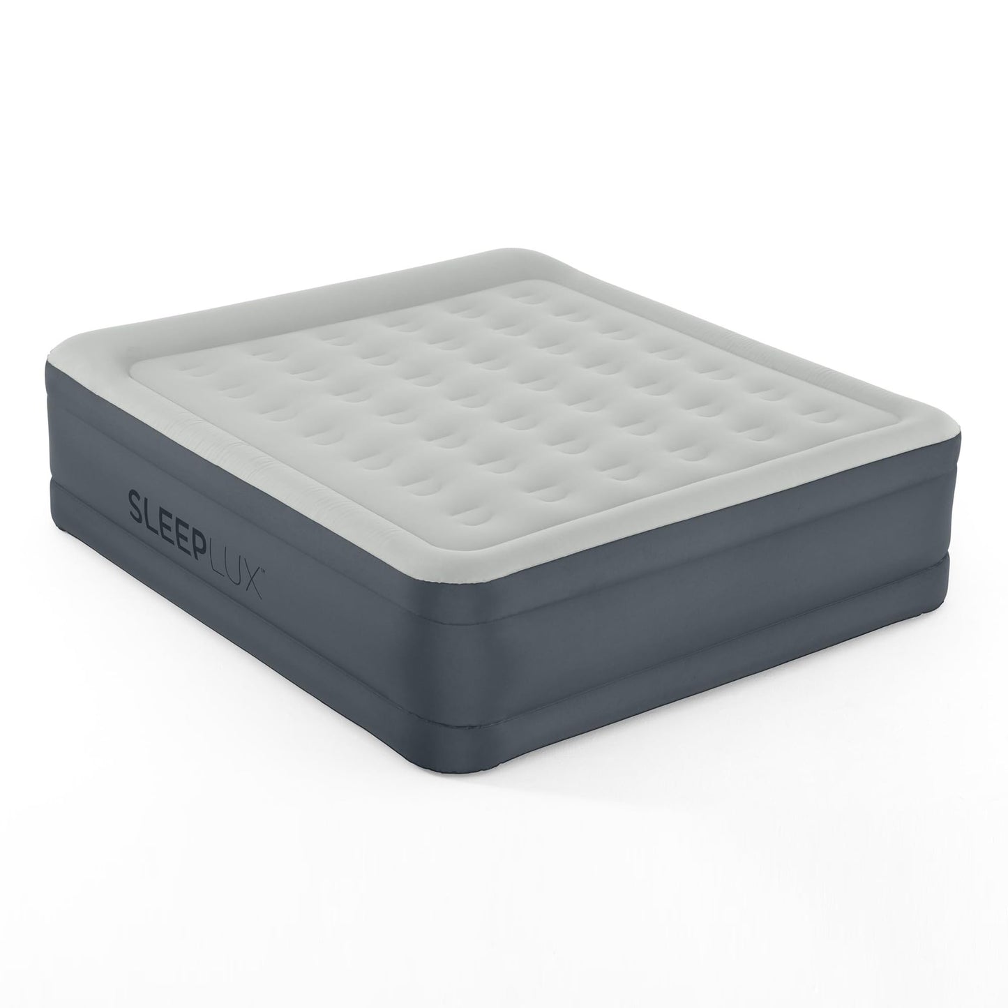 SLEEPLUX King Air Mattress Extra Durable Non-Leak Tough Guard Material 22" Raised Airbed with Built in Pump + USB Charger (80" 72"x22") Grey