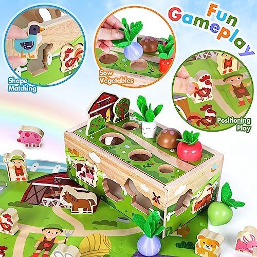 Montessori Wooden Sensory Toddler Toys: Toy for 1 Year Old Boys Girls Birthday Gifts | 1st One First Birthday Gift for 1 Year Old Girl Boy, Educational Learning Toy for 1-2 Year Old Fine Motor Skills