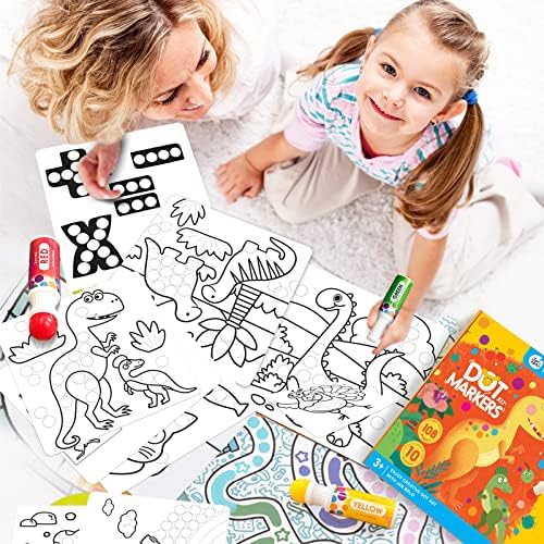 Jar Melo Washable Dot Markers for Toddlers 1-3, 8 Colors Dot Paints with 108 PDF & 10 Physical Activity Papers, Non-Toxic Bingo Daubers for Toddlers 2-4, Kids Arts and Crafts Supplies