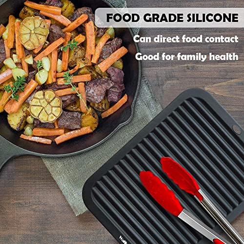 Walfos Silicone Trivets for Hot Pots and Pans - 446°F Heat Resistant Hot Pads for Kitchen Counter- 4 Pcs Multi-Purpose & Versatile Trivet Mat - Long-Lasting & Flexible Silicone Hot Pad(Black)