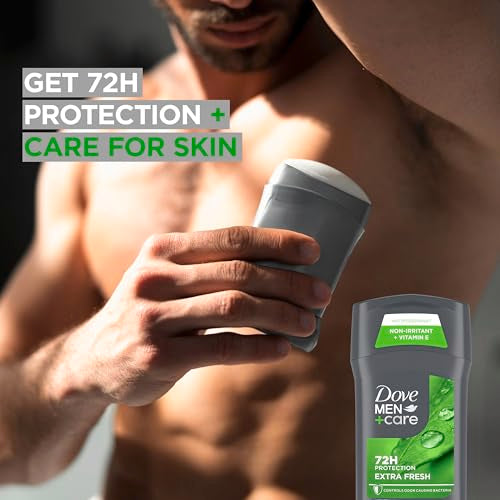 Dove Men+Care Antiperspirant Deodorant Stick for Men 4 Count Extra Fresh with 72-hour Sweat & Odor Protection with 1/4 Moisturizing Cream & Long-lasting Citrus scent 2.7 oz