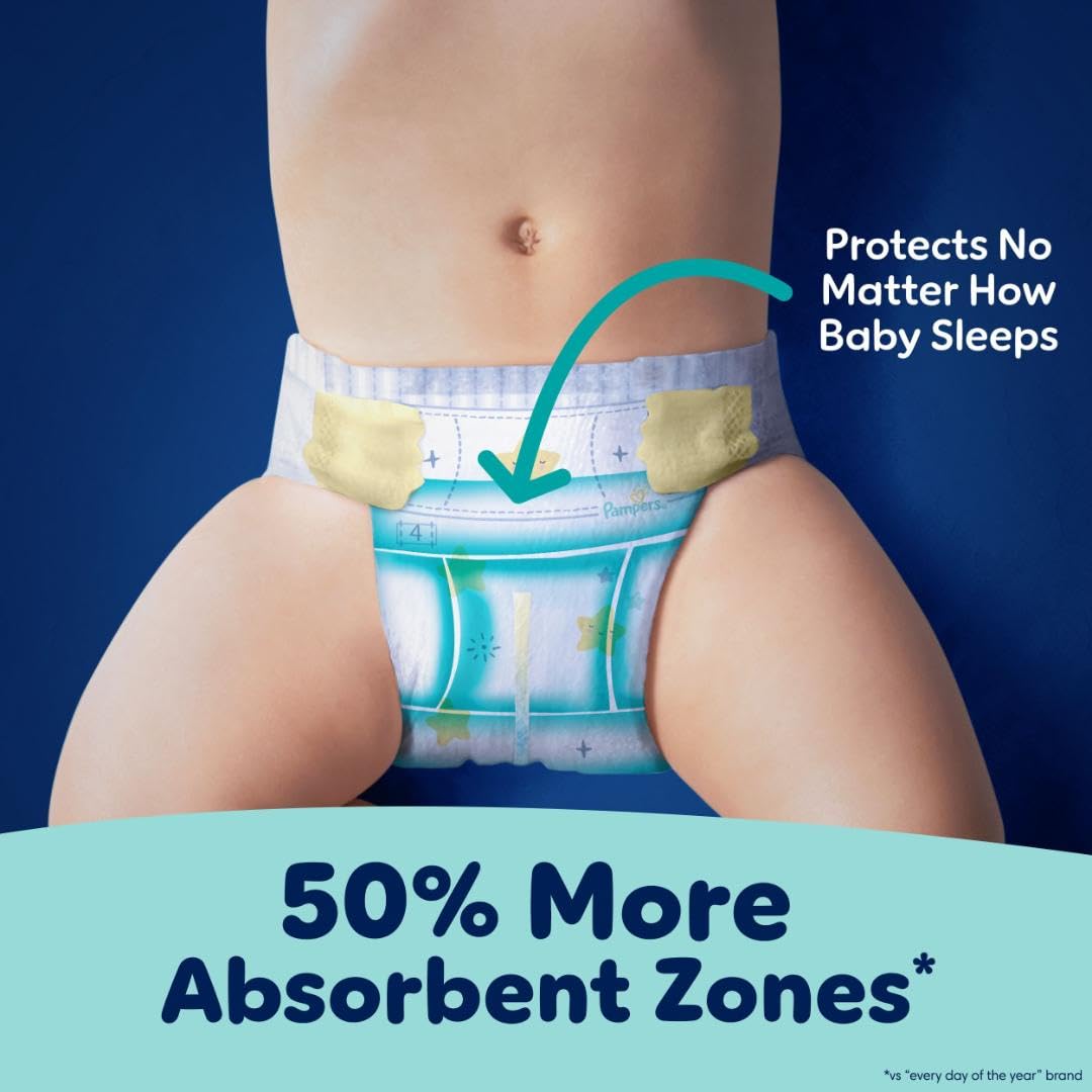 Pampers Overnight Diapers - Swaddlers Overnights - Size 5, 50 Count, Disposable Baby Diaper, Night Time Leak and Skin Protection