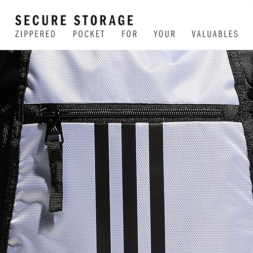 adidas Alliance Sackpack, Drawstring Backpack, Lightweight Small Gym Bag for Women and Men, White/Black/Black, One Size