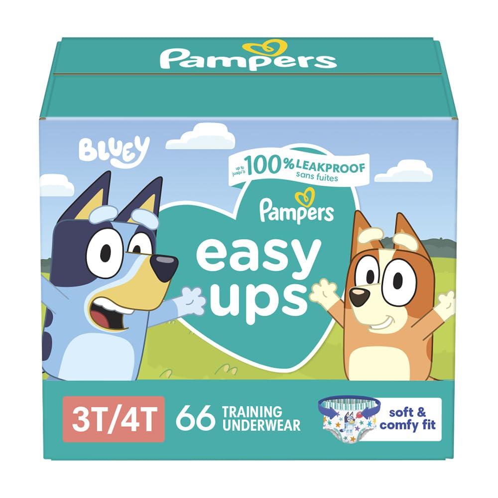 Pampers Training Pants - Easy Ups Boys & Girls Bluey - Size 3T-4T, 66 Count, Children's Potty Underwear (Packaging May Vary)