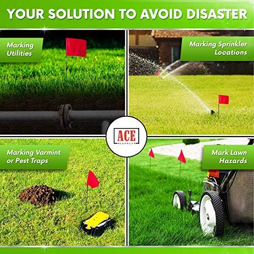 Red Marking Flags 100 Pack - 4x5x15 Inch Red Flags for Yard - Markers For Lawn, Irrigation, Landscaping, Survey & Sprinkler Head Marking