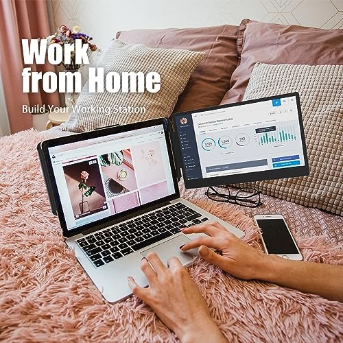 Laptop Screen Extender, 14" FHD 1080P IPS Laptop Monitor Extender Dual Screen, Portable Monitor for Laptops 13-17" with USB-C/HDMI Port, Plug n Play for Windows/Mac/Android/Switch/PS5